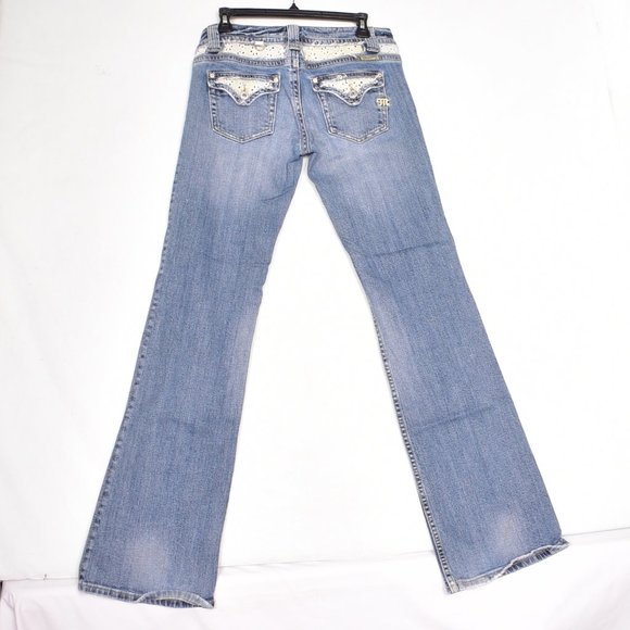 Miss Me Lace Pocket Light Wash Stretch Women's Size 28 Light heal drag - Picture 5 of 10